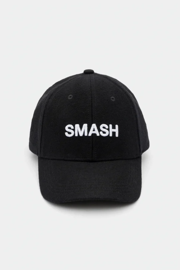 Baseball Hat - Black Wool Smash 3D embroidery